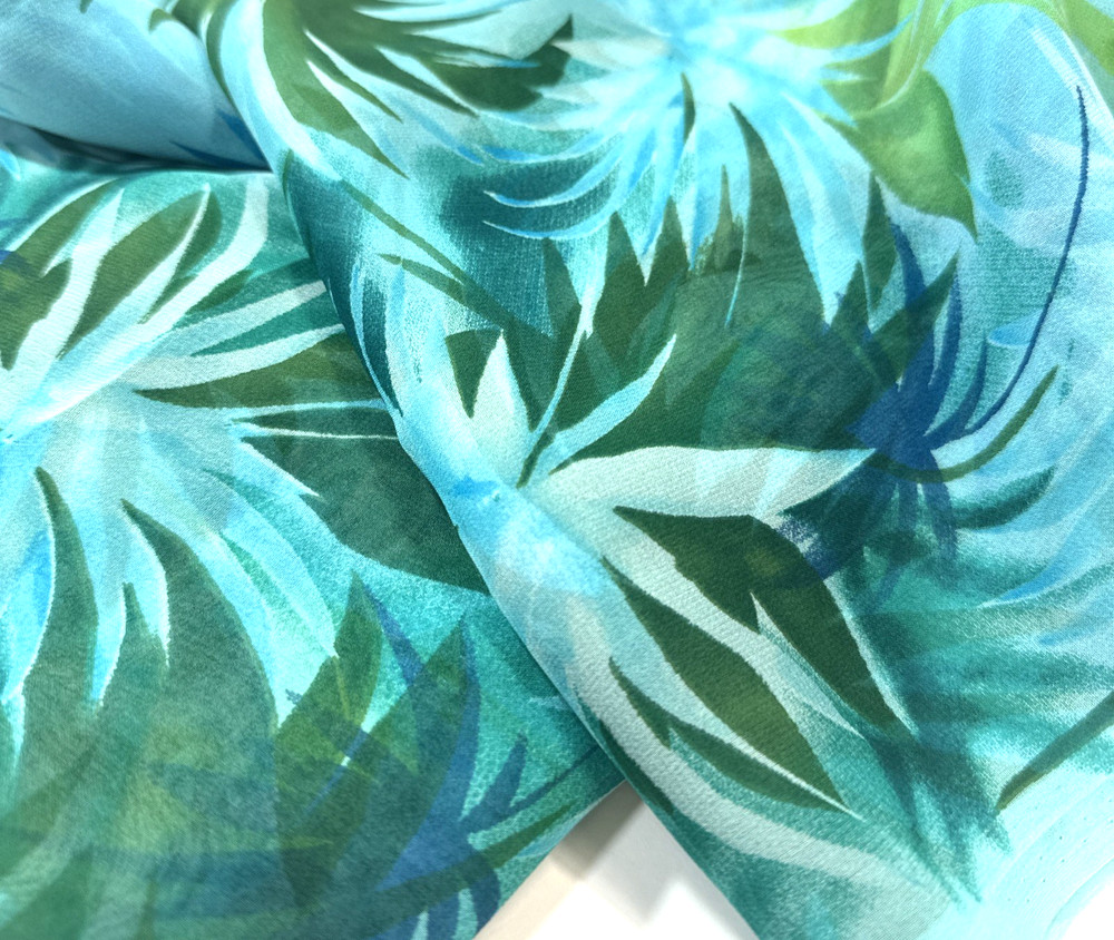 Floral Turquoise Sheer Voil 3 1/2 Yards 45″ Wide Very Nice