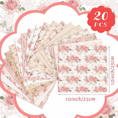 Vintage Rose Quilting Fabric Bundle 10×10 Inches Pink White Patchwork Material