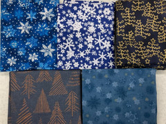 FAT QUARTER BUNDLE OF 5 – FQ966 – BLUE- CHRISTMAS