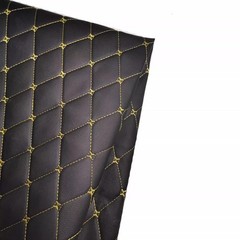 ZHJLF Faux Leather Fabric Foam Quilted Vinyl Diamond Pattern 1.5x2m Gold Thread