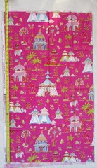 1 YD OOP~Cotton Haute Girls Toile Free Spirit Westminster Fibers Hot Pink+Multi