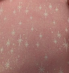 Vtg Glittery Pink White MCM Stars Sewing Fabric 22.5” x 140” Christmas