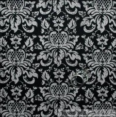 BonEful Fabric FQ Cotton Quilt VTG Black Gray Antique AH Old World Damask Flower