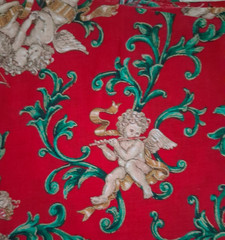 Cherub Angel Fabric – Burgundy & Gold Colored