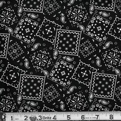 Bandana Paisley Black Fabric