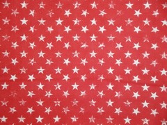 Red White Star Faded Distressed Combed Cotton Fabric