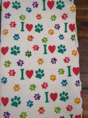 Lot of Fabric, puppy theme, black, white, blue, multicolor, 1lb 5oz