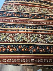Paisley Floral textured FEEL Fabric Blue Cream Tan Upholstery Curtains Decor