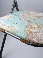 WORLD MAP 2 Globe Atlas Furnishing Fabric Cotton Material 55” wide SKY BLUE