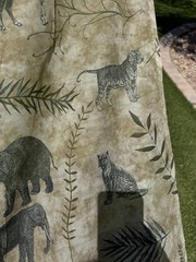 NEW SAFARI animals Sheer Fabric Voile Elephants Giraffe Gray Green 7 YDS Leopard