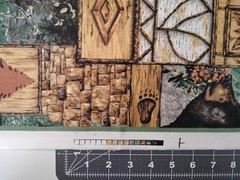 Bears Fabric 2.25 Yards x 45″ Wide Cotton Birch Bark, Stone Wall, Sticks Design