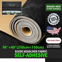 98″ L×60″ W Black Suede w Adhwsive Headliner Fabric Reupholster Aging/Smell Roof