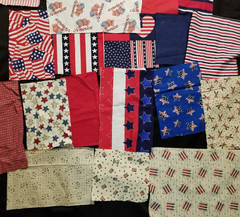 Patriotic Americana Fabric Scraps 4 oz. Slow Stitch Junk Journals Crafts Vintage