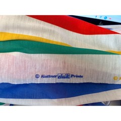 Vintage Kuttner Prints Fabric Striped Rainbow MCM Retro Primary Colors