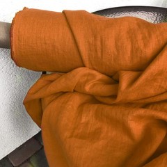 Pumpkin Orange Linen Fabric By The Yard Natural Soft Material Sewing Clothing