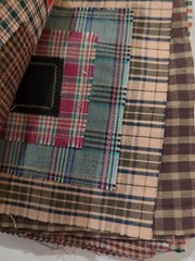 LOT of 20 Plaid Red Blue White Green Random sewn cotton fabric QUILT Blocks 6×6