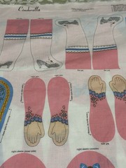 Vintage VIP Cranston Print Works Cut-and- Sew Cinderella Cloth Doll Fabric Panel