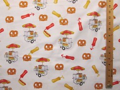 Hot Dogs Pretzels Hot Dog Cart Snacks Food Cotton Fabric FQ