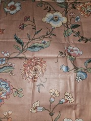 HTF VTG 1981 LUTHER TRAVIS Bloomcraft Fabric Jacobean Flower Print 2.25 Yrd X 54