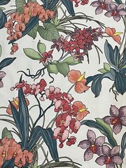 Vintage Cyrus Clark ” Caribe ” Orchid Floral Chintz Fabric 12 yds 53.5 in wide