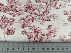 1 Yard x 55 Inches French Country Toile Spectrum Fabrics Screen Print Red/Cream
