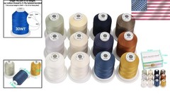 Multi-Purpose 100% Cotton Thread Spools, 600M – 12 Stylish Neutral & Jean Colors