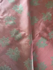 Vintage Poinsettia Satin Brocade Fabric 6 Yards Metallic Gold Red Green