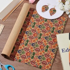 2 PC Flower Pattern Cork Fabric 60×12 Inch Retro Soft Wood Craft Sheet