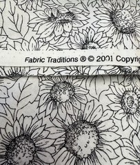 SUNFLOWER SUNFLOWERS BLACK WHITE 1 yard 100% Cotton Fabric Free Ship SBX1