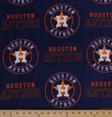 Houston Astros MLB Baseball Sports Team Fleece Fabric Print by the Yard s6683bf