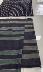 Vintage Japanese Kasuri Fabric Lot Yukinko Snow Indigo Green Striped Boro Craft