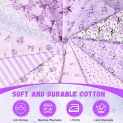 12pcs Purple Printed Polyester Quilting Fabric Bundles 18″x22″ for DIY Crafts