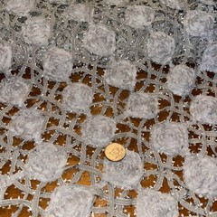 Grey Rose Flowers Fabrics 3D Lattice Wedding Tablecloth Decoration 5 ydx56″