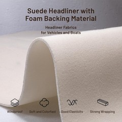 Suede Auto Headliner Fabric 56″L × 60″W Microfiber Velvet with Foam Backing-T…