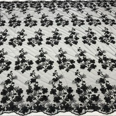 3D Floral Lace Fabric – Luxury Embroidered Bridal Mesh Material VT-36 by Yard