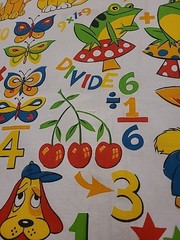 Vtg House ‘N Home Fabrics Cotton Home Decor Novelty Nursery Fabric Animals Math
