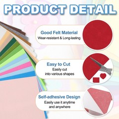 22 pieces self-adhesive felt 1mm thickness A4 30x20cm, for factory, red