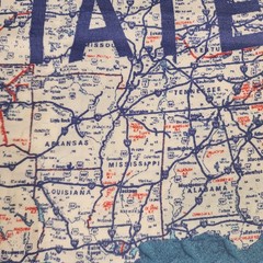 United States Map Fabric Quilt Panel Cotton Road Interstate Diamond Plate Blue