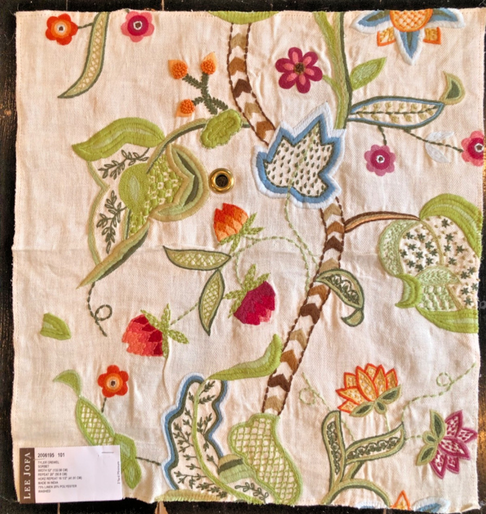 Eric Cohler LEE JOFA Tyler Crewel in Sorbet 17 1/4 x 18″ Fabric Sample