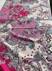 Ornate Italian Paisley Viscose Challis Fabric 60×80″ Pink Red Blue White 2.2 Yds