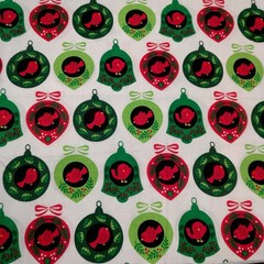 Christmas Bulbs Red Bird Holiday Fabric Material Sewing Sew Crafts Birds 56.5″