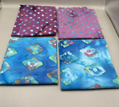 16 Batik Cotton Fabric Fat Quarters Red Blue Green Purple