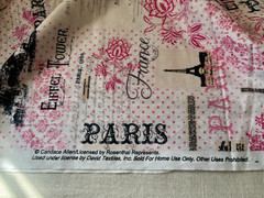 David Textiles Pink Black Paris Eiffel Tower Fabric C. Allen 1.75 YDS Rare