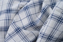Luxury 100% Linen Shirt Fabric White Blue Check 130g 2m For Bespoke Shirt Italy