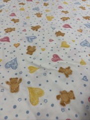 cotton fabric fleece Bear & Hearts Cutouts Blue Polka Dots 56L x 62W Nursery