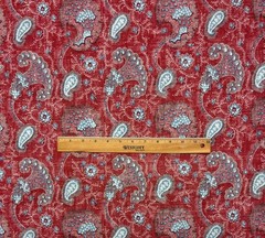 BALLARD DESIGNS LANDSBURY RED PAISLEY FLORAL MULTIUSE FABRIC 1.1 YARD 54″W