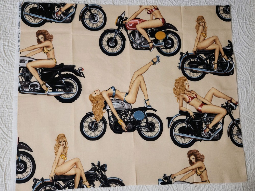 Alexander Henry Fabric Heels On Wheels 2006 Tea Hot Rods Pinup Girls 18 X 21