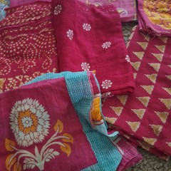 2 Lbs Vintage Kantha Fabric Pink Lot
