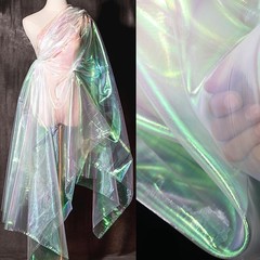 3 Yards Sheer Iridescent Organza Fabric – Holographic Gauze for Costumes, Curtai