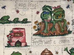 By 1/2 Yd Vintage Frog Dianna Marcum Froggy Went a Courtin Cotton Fabric Marcus